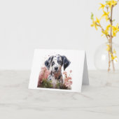Schattigee Waterverf Dalmatie Puppy Dog BLANK Kaart (Gele Bloem)