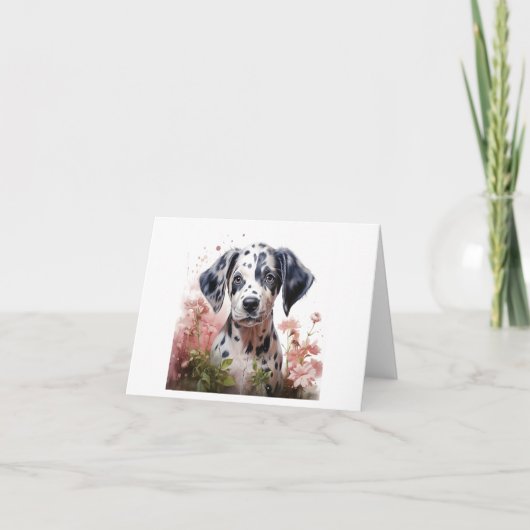 Schattigee Waterverf Dalmatie Puppy Dog BLANK Kaart (Voorkant)