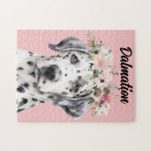 Schattigee Waterverf Dalmatische Hond/Bloemen Legpuzzel (Horizontaal)