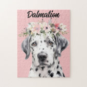 Schattigee Waterverf Dalmatische Hond/Bloemen Legpuzzel (Verticaal)