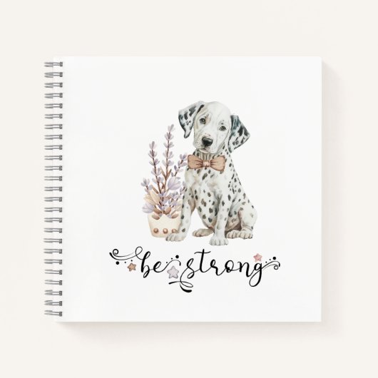 Schattigee Waterverf Dalmatische Puppy Sterk zijn Notitieboek (Voorkant)