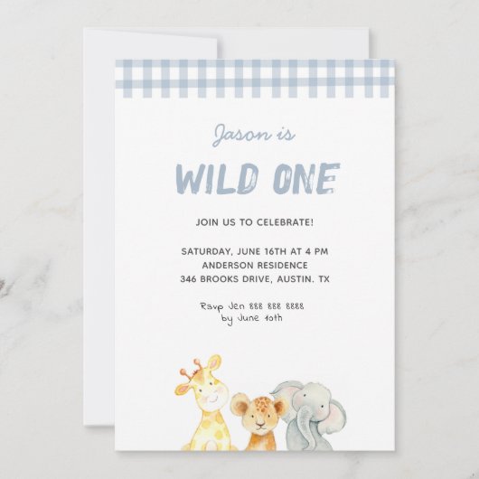 Schattigee waterverf dieren wild een Jongen Verjaa Kaart (Voorkant)