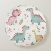Schattigee Waterverf Dinosaurus Baby Rond Kussen (Achterkant)