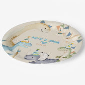 Schattigee waterverf dinosaurus, Beige Dinomite fe Papieren Bordje (Gekanteld)