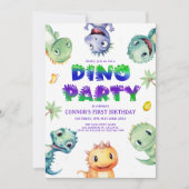 Schattigee Waterverf Dinosaurus Eerste Verjaardags Kaart (Voorkant)