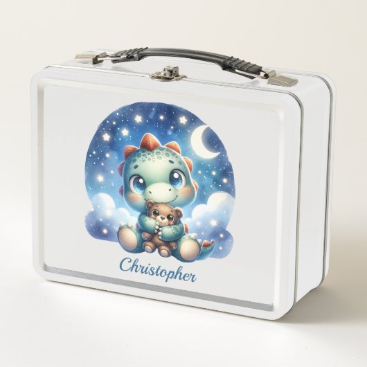 Schattigee waterverf dinosaurus in sterrennacht me (Voorkant)