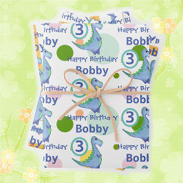 Schattigee Waterverf Dinosaurus Jongen's Kleine Ve Inpakpapier Vel