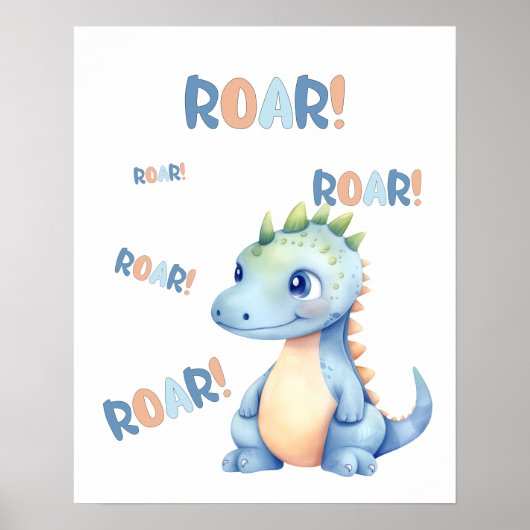 Schattigee Waterverf dinosaurus kwekerij Poster (Voorkant)