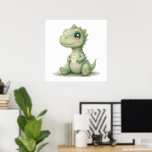 Schattigee Waterverf Dinosaurus Kwekerij Poster Ba (Thuiskantoor)