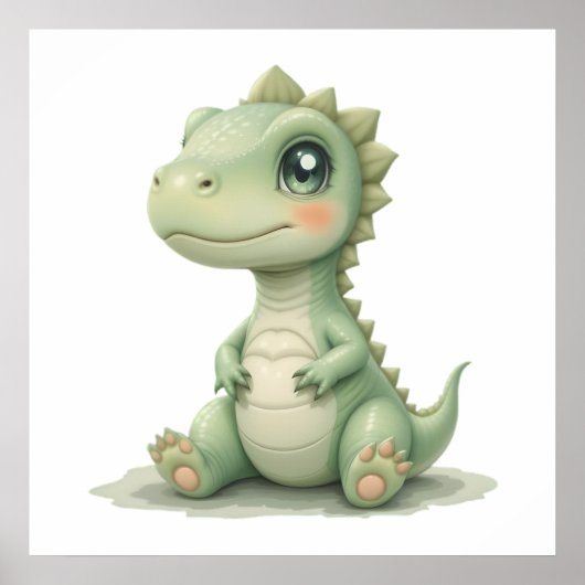 Schattigee Waterverf Dinosaurus Kwekerij Poster Ba (Voorkant)