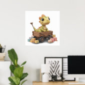 Schattigee Waterverf Dinosaurus Kwekerij Poster Ba (Thuiskantoor)