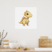Schattigee Waterverf Dinosaurus Kwekerij Poster Ba (Keuken)