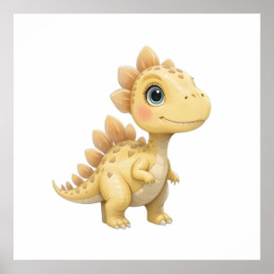 Schattigee Waterverf Dinosaurus Kwekerij Poster Ba