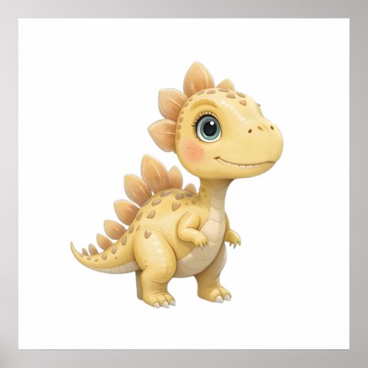 Schattigee Waterverf Dinosaurus Kwekerij Poster Ba (Voorkant)