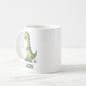 Schattigee Waterverf dinosaurus met Kinder naam Koffiemok (Voorkant links)