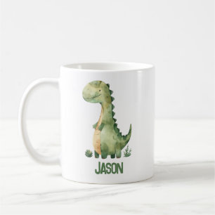 Schattigee Waterverf dinosaurus met Kinder naam Koffiemok