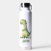 Schattigee Waterverf dinosaurus met Kinder naam Waterfles (Voorkant)