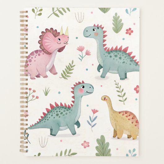 Schattigee Waterverf Dinosaurus Planner (Voorkant)