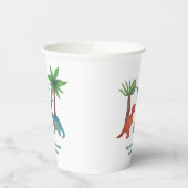 Schattigee waterverf Dinosaurus thema Verjaardag Papieren Bekers (Links)