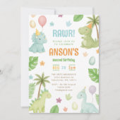 Schattigee Waterverf dinosaurus verjaardagsfeestje Kaart (Voorkant)