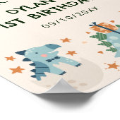 Schattigee Waterverf Dinosaurus Verjaardagsfeestje Poster (Hoek)