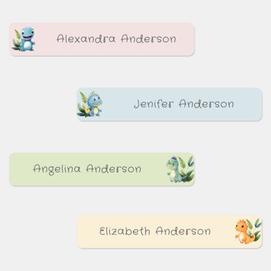 Schattigee Waterverf Dinosaurus Waterdichte Naam Labels (Groep)