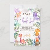 Schattigee waterverf dinosaurussen groen baby show bedankkaart (Voorkant)