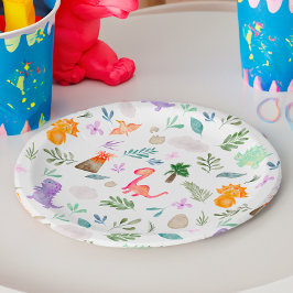 Schattigee waterverf dinosaurussen groen baby show papieren bordje