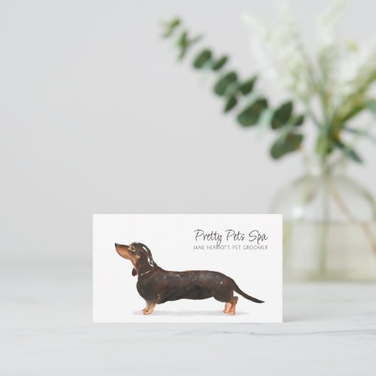 Schattigee Waterverf Dog Pet Groomer Dog Spa Visitekaartje (Staand voorkant)