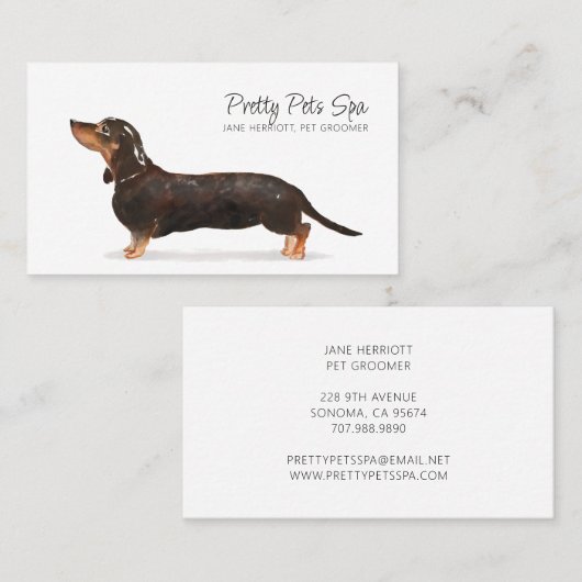 Schattigee Waterverf Dog Pet Groomer Dog Spa Visitekaartje (Voorkant / Achterkant)