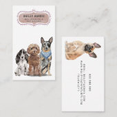 Schattigee Waterverf Dog Walker Adventures Pet Sit Visitekaartje (Voorkant / Achterkant)