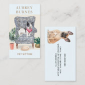 Schattigee Waterverf Dog Walker Adventures Pet Sit Visitekaartje (Voorkant / Achterkant)