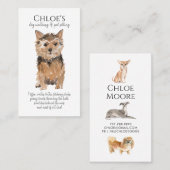 Schattigee Waterverf Dog Walker Pet Sitter Visitekaartje (Voorkant / Achterkant)