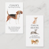 Schattigee Waterverf Dog Walker Pet Sitter Visitekaartje (Voorkant / Achterkant)