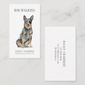 Schattigee Waterverf Dog Walker Visitekaartje (Voorkant / Achterkant)