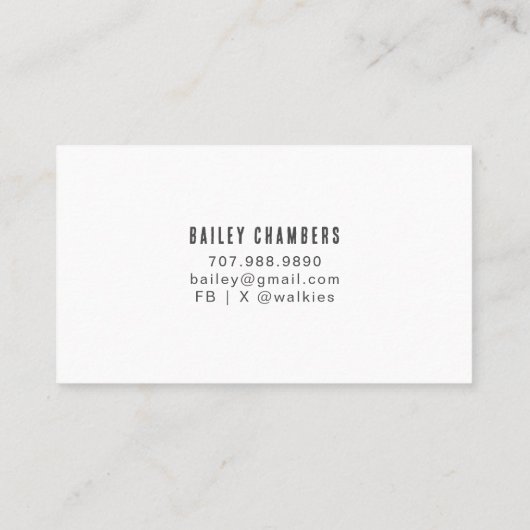 Schattigee Waterverf Dog Walker Visitekaartje (Achterkant)