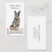 Schattigee Waterverf Dog Walker Visitekaartje (Voorkant / Achterkant)
