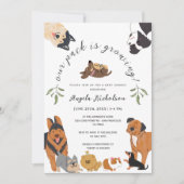 Schattigee Waterverf Dogs Sage Green Baby shower Kaart (Voorkant)