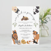Schattigee Waterverf Dogs Sage Green Baby shower Kaart (Staand voorkant)