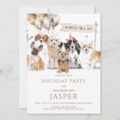 Schattigee Waterverf Dog's Verjaardagsfeestje Kaart (Voorkant)
