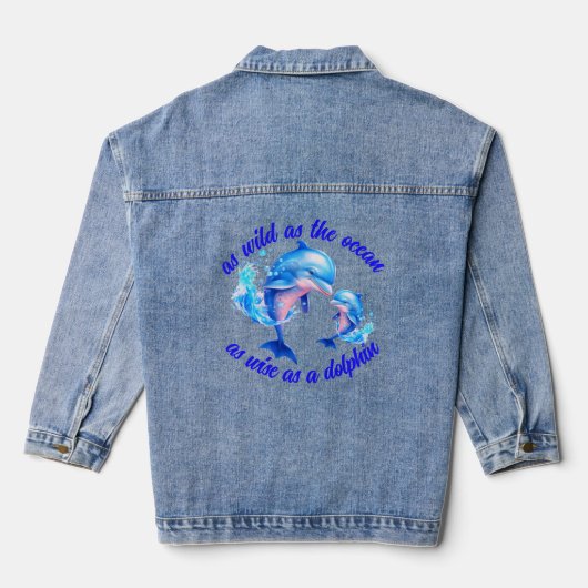 Schattigee Waterverf Dolfijnen Quote | Denim Jacket (Achterkant)