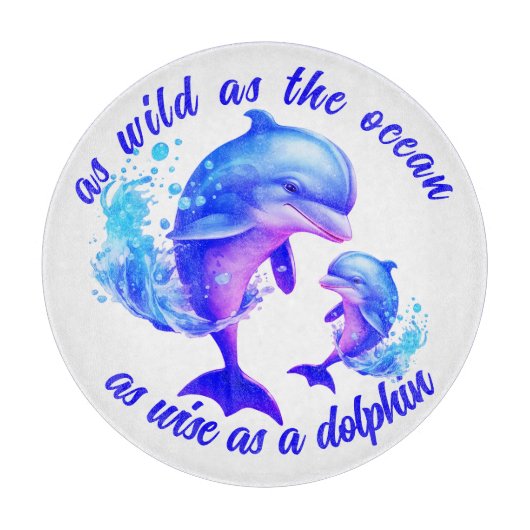 Schattigee Waterverf Dolfijnen Quote | Snijplank (Voorkant)