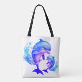 Schattigee Waterverf Dolfijnen Quote | Tote Bag (Achterkant)
