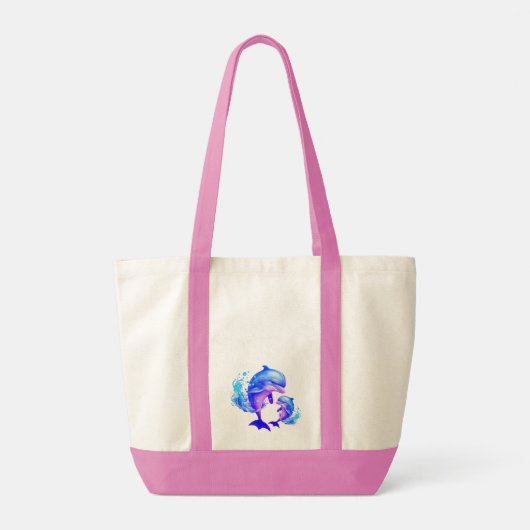 Schattigee Waterverf Dolfijnen Quote | Tote Bag (Achterkant)