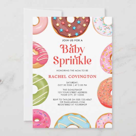 Schattigee Waterverf Donut Baby Sprinkle Baby show Kaart (Voorkant)