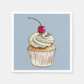 Schattigee Waterverf Doodle Cupcake Servet (Voorkant)