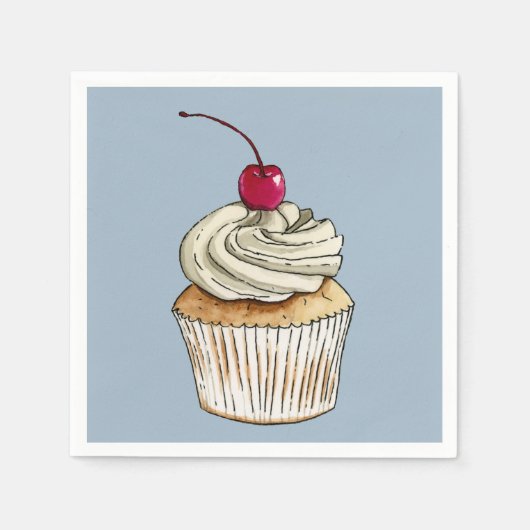 Schattigee Waterverf Doodle Cupcake Servet (Voorkant)