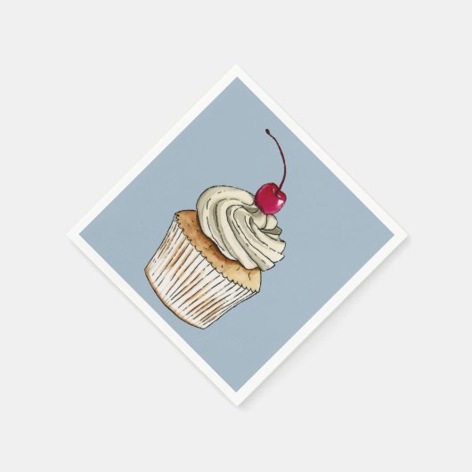 Schattigee Waterverf Doodle Cupcake Servet (Hoek)