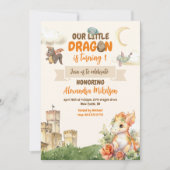 Schattigee Waterverf Dragon Baby 1e Verjaardag Kaart (Voorkant)