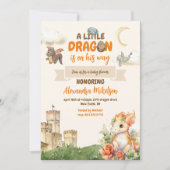 Schattigee Waterverf Dragon Baby shower Kaart (Voorkant)